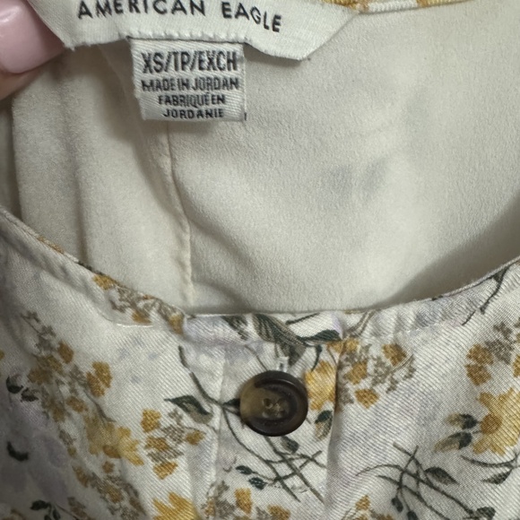 AMERICAN EAGLE Womens Dress Size XS White Floral Button Tie Waist Summer - Picture 4 of 4